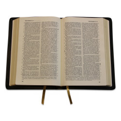 Bible Grand Format Meriva+ : Cuir noir avec rebord et titre sur la face