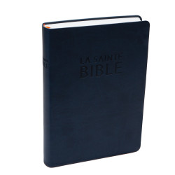 Bible Grand Format PU Bleu : Similicuir bleu foncé souple