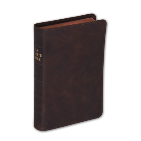 La Sainte Bible - Leder braun mit Rand und Titel 2026